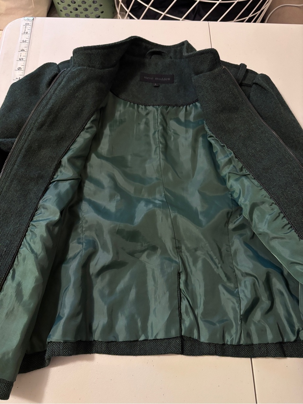 Womens Military Band Jacket Size Large Green Wool Designer Rare Epaulets Utility - Picture 6 of 11